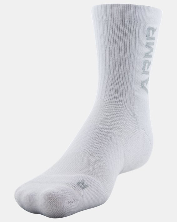 Unisex UA 3-Maker 3-Pack Mid-Crew Socks, White, pdpMainDesktop image number 2